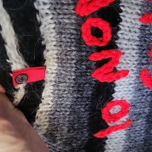 WOOL oversized striped Italian Handknit sweater dress tunic Long sleeves funnel - Picture 15 of 17